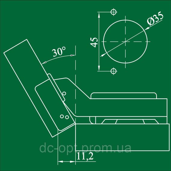 Петля угловая 150/30° с доводчиком Сlip On ДС СтандартЛайн | Зображення 2