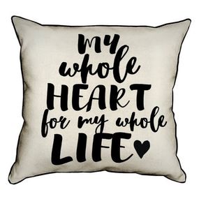 Подушка с мешковины My whole heart for my whole life 45x45 см (45PHB_17L015_WH)