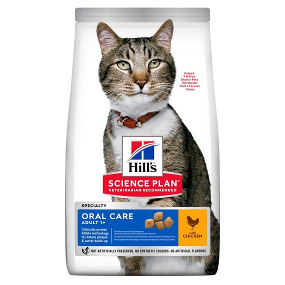 Hill's Science Plan Adult Oral Care Сухий корм для підтримки здоров'я ротової порожнини та зубів дорослих котів, з куркою, 1,5 кг