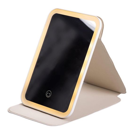 Дзеркало з лед підсвічуванням настільне складне 19.5х13.5 см косметичне для макіяжу Біле HP-10-8AP | Зображення 1