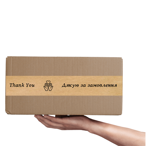 Скотч этикетка крафт "Дякую за замовлення / Thank You", 50х294 мм (100 шт/рулон), самоклеющаяся Viskom | Зображення 3