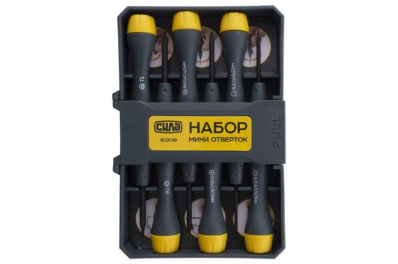 Набір мінівикруток для точних робіт CrV у кейсі 6 шт СИЛА 3020191 | Зображення 1