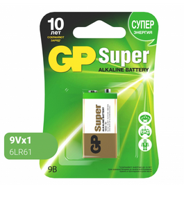 Батарейка лужна 9V/6LR61 (бл-1шт) GP Super