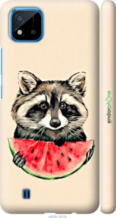 Чохол на Realme C20A Єнотик з кавуном "4605m-2416-2448"