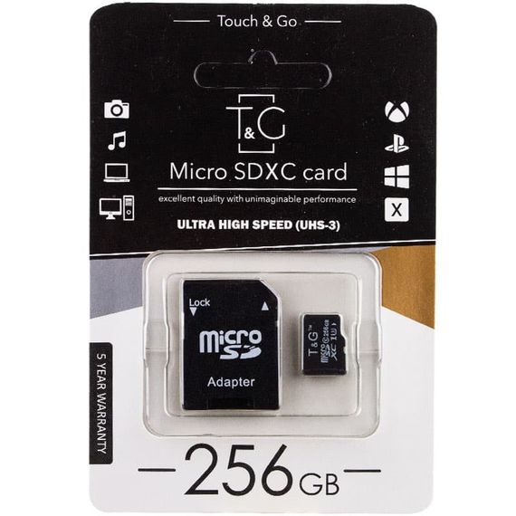 Картка пам'яті T&G microSDXC (UHS-3) 256 GB class 10 (з адаптером)