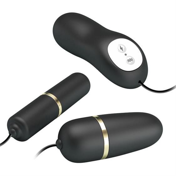 Віброяйце з вібропулею - Pretty Love Electric Stimulation Double Vibro-Bullets Black | Зображення 3