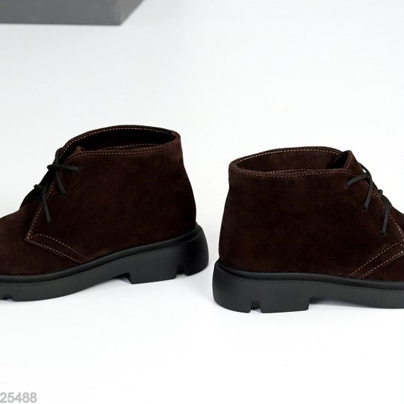 Модні практичні низькі черевики натуральна замша колір Шоколад | Зображення 4