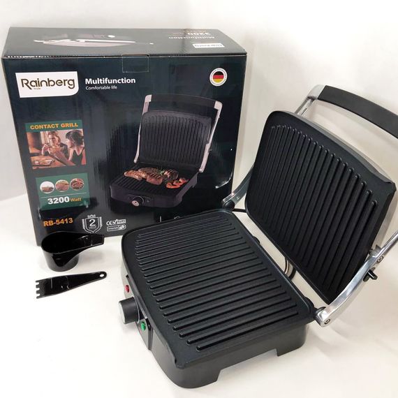 Бутербродница электрическая Rainberg RB-5413 3200Вт, Домашний гриль для шаурмы, Электрогриль QM-778 для стейков