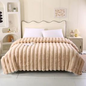 Плед Dushka Home Шиншила в полоску 21770 200х230 см бежевый
