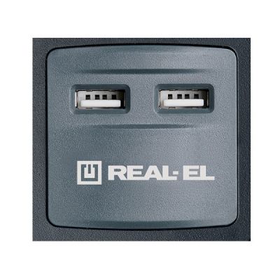 Мережевий фільтр живлення REAL-EL RS-8F USB CHARGE 3m, black (EL122300004) (EL122300004) | Зображення 1