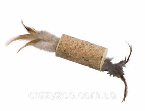 Іграшка для котів Nobby Пробковий циліндр з пір'ям 7x20 см 80305