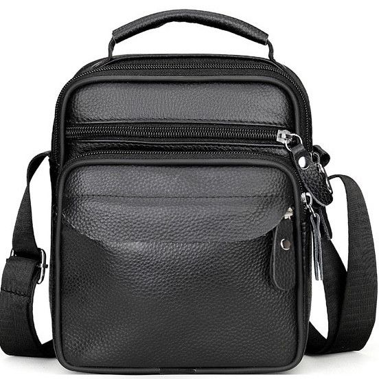 Чоловіча шкіряна барсетка через плече компактна функціональна з ручкою чорна Bexhill Bx-54551 | Зображення 1