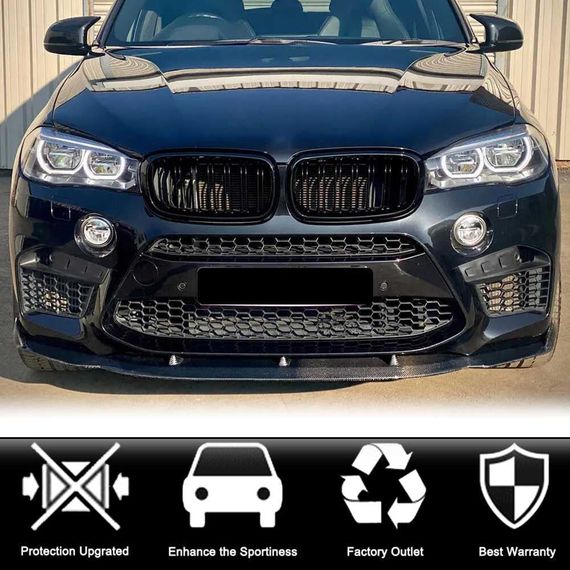 Накладка на передній бампер Карбон V3 (для F86) для BMW X6 F-16 2014-2019 рр | Зображення 2