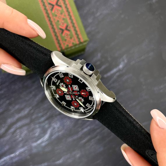 Патріотичний наручний годинник Awarder Embroidery Silver-Red Black Battery 10ATM | Зображення 5