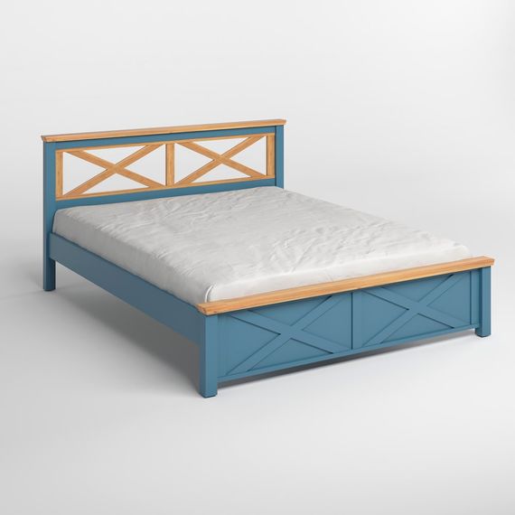 Двоспальне дерев&#039;яне ліжко Mebigrand Прованс Н Сіро-синій (S7010R90B)/Горіх світлий 140х190 см (MBG-3138) | Зображення 1