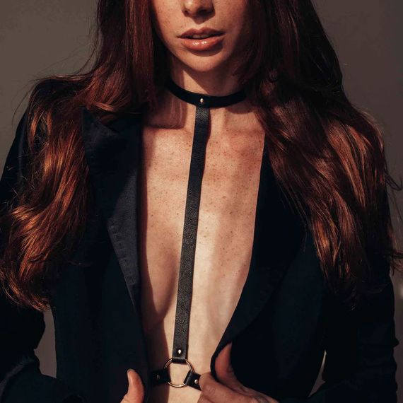 Портупея MAZE Bijoux Indiscrets з нашийником та одним перетином, чорна Sex Aura | Зображення 4