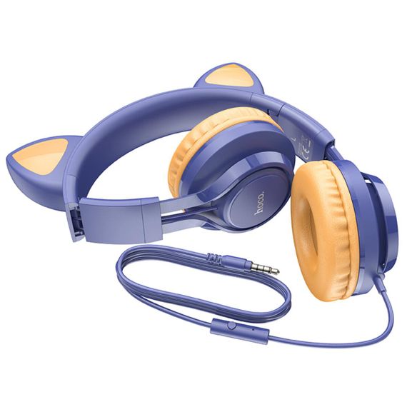 Навушники HOCO W36 Cat ear headphones with mic Midnight Blue | Зображення 1