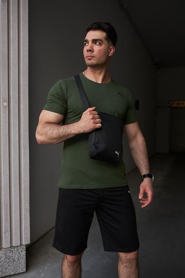 Комплект чоловічий Puma: футболка хакі + шорти чорні + барсетка чорна (9348727655) | Зображення 2