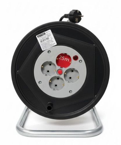 Подовжувач на котушці  з заземленням та запобіжником 3х1,0кв.мм 25м APRO