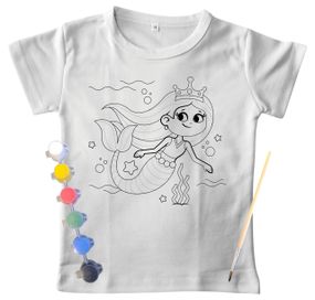 Детский набор для творчества футболка раскраска Русалочка белая (ДФ0015) 176