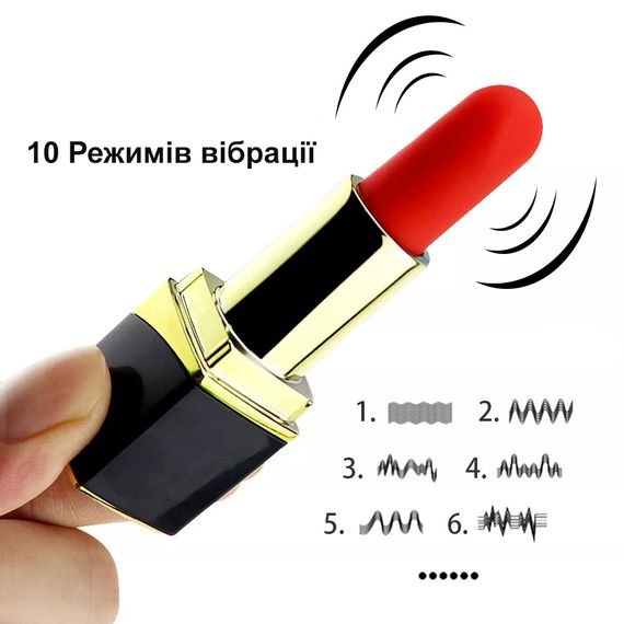 Міні-вібратор. Імітація помади (чорний, USB) | Зображення 4