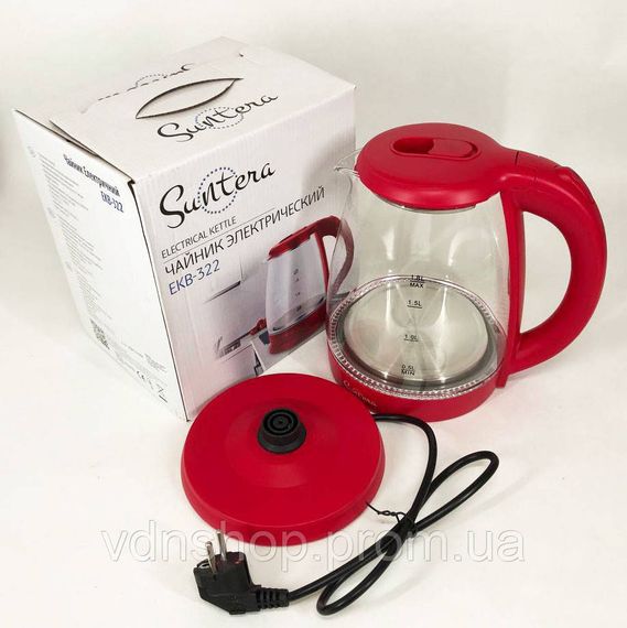 Надійний скляний електрочайник з підсвічуванням, Сучасний електрочайник скляний, Гарний чайник кухонний QM-53 | Зображення 4