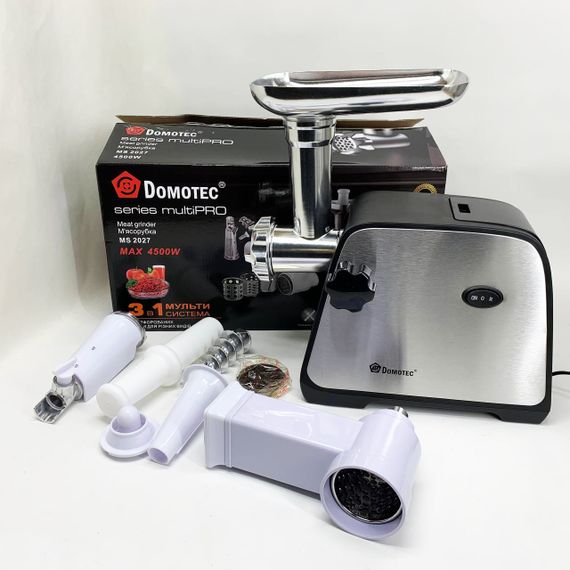 Электромясорубка бытовая с насадкой для колбасы Domotec, Мясорубка электрическая металл IX-10 | Зображення 4