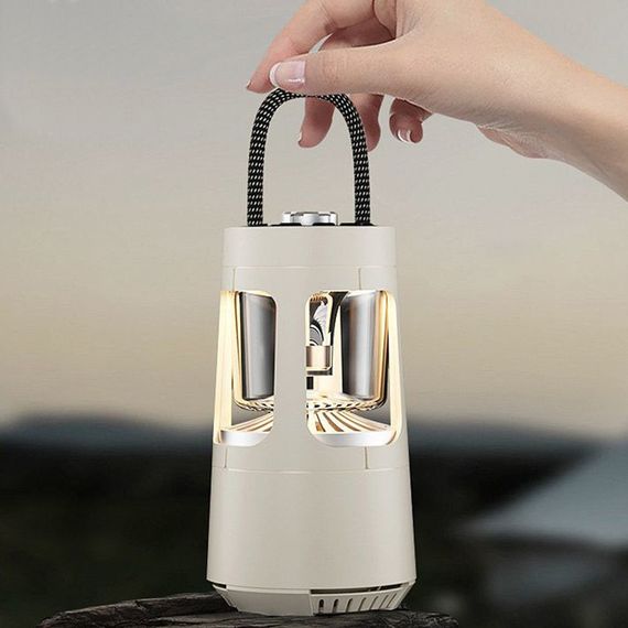 Кемпинговый фонарь аккумуляторный QD08 2in1 + Bluetooth колонка Biege | Зображення 5