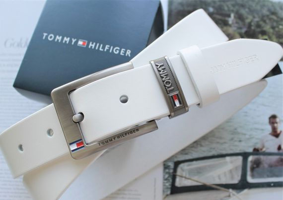 Мужской кожаный ремень Tommy Hilfiger white | Зображення 1