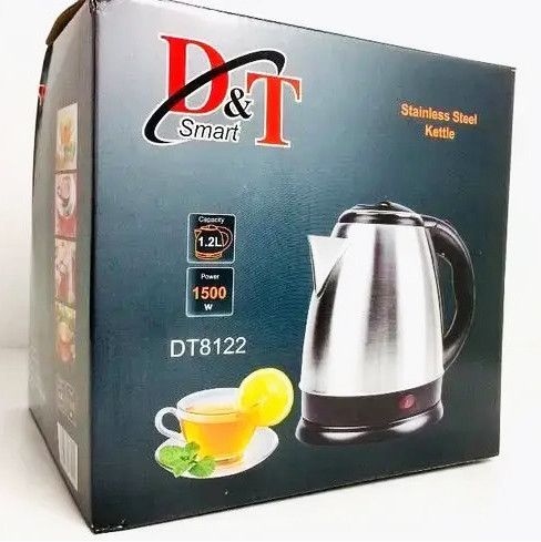 Електрочайник з нержавіючої сталі D&T Smart DT-8122 1.2 л 1500 Вт чайник нержавійка | Зображення 5