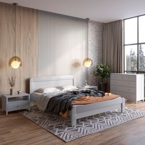 Односпальне дерев&#039;яне ліжко Mebigrand Тоскана Світло-сірий (RAL7040) 80х190 см (MBG-3552)