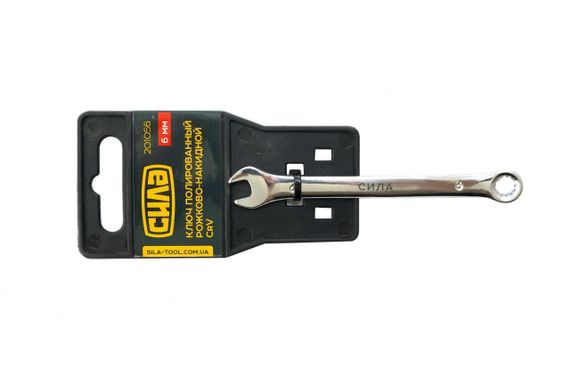 Ключ ріжково-накидний полірований CrV 6 мм СИЛА 2010561 | Зображення 1