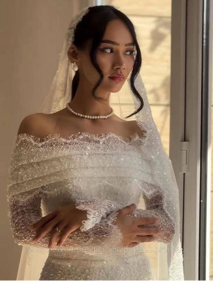 Свадебное платье, коричневое кружево | Зображення 2