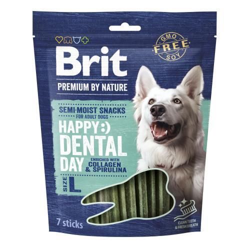 Ласощі для собак великих порід Brit Premium Dental Snacks L з коллагеном і спіруліною 250 г