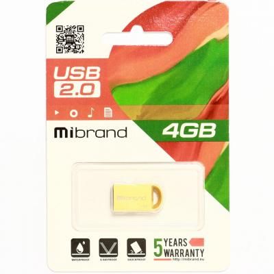 USB флеш накопитель Mibrand 4GB lynx Gold USB 2.0 (MI2.0/LY4M2G) (MI2.0/LY4M2G) | Зображення 1