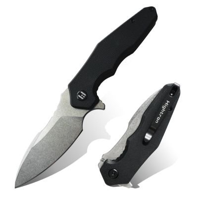 Нож Hightron Mini Ventura, D2, G10, чорний, сталевий stonewash клинок (HK05BLKS) | Зображення 1