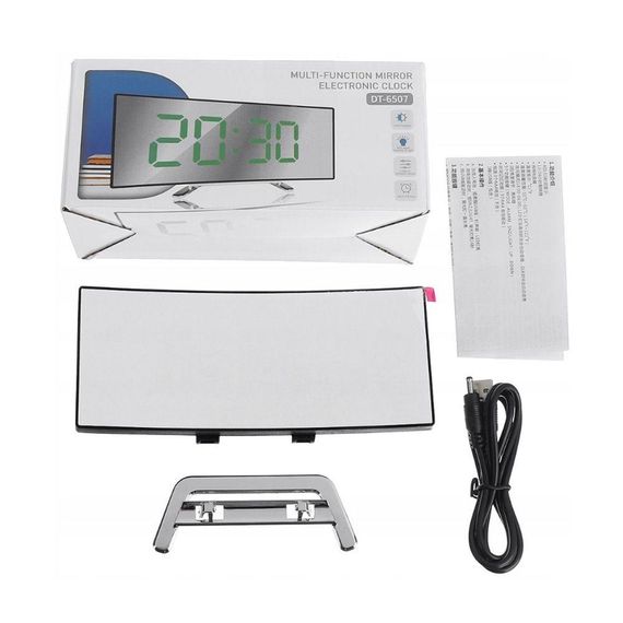 Настільний дзеркальний годинник з будильником та термометром, DT-6507 / Електронний LED годинник з підсвіткою | Зображення 7