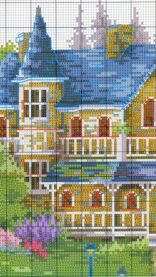 Набір для вишивання за нанесеною на канву схемою  "European town".AIDA 14CT printed , 174*36 см | Зображення 3