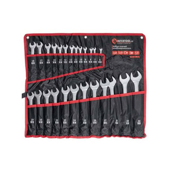 Набір ключів комбінованих 25 од., 6-32 мм, Cr-V, чохол INTERTOOL HT-1200