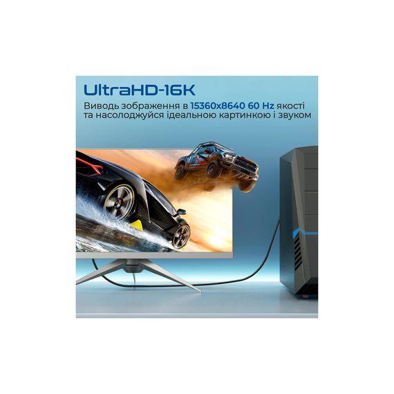 Кабель мультимедийный DisplayPort to DisplayPort v.2.0 dplink-16k.black Promate (dplink-16k.black) | Зображення 2