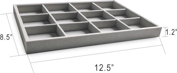 Органайзери для прикрас набір 4 шт, сірий, лотки оксамитові для каблучок, сережок, браслетів, намиста, біжутерії | Зображення 4