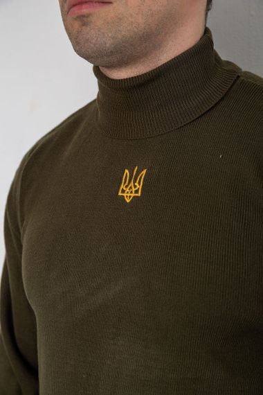 Гольф чоловічий з вишивкою тризуб, колір хакі, 161R010 | Зображення 4