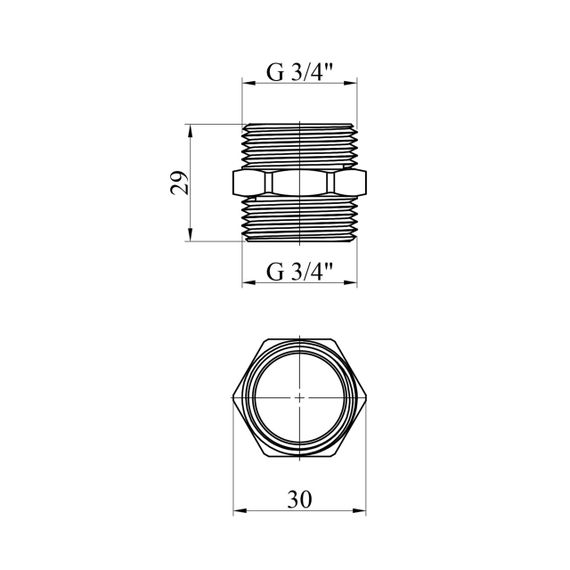 Ніпель посилений LexLine 3/4" ЗЗ латунний УК0502-В | Зображення 1