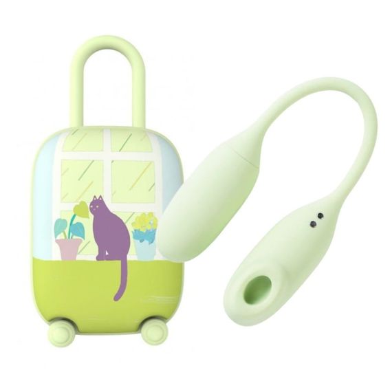 Віброяйце та вакуумний стимулятор для клітора 2в1 BeYourLover Magic Suitcase в зарядному кейсі, зелений Sex Aura | Зображення 1