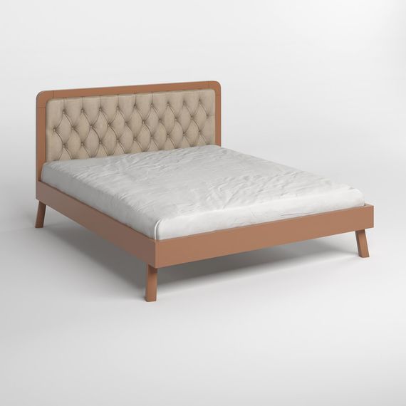 Двоспальне дерев&#039;яне ліжко Mebigrand Токіо Коричневий (RAL8025)/Аляска 23 (Бежевий) 140х200 см (MBG-4877) | Зображення 1