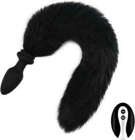 Віброанальна пробка з хвостом лисиці Fox Fantasy 10 режимів з пультом дистанційного керування, USB