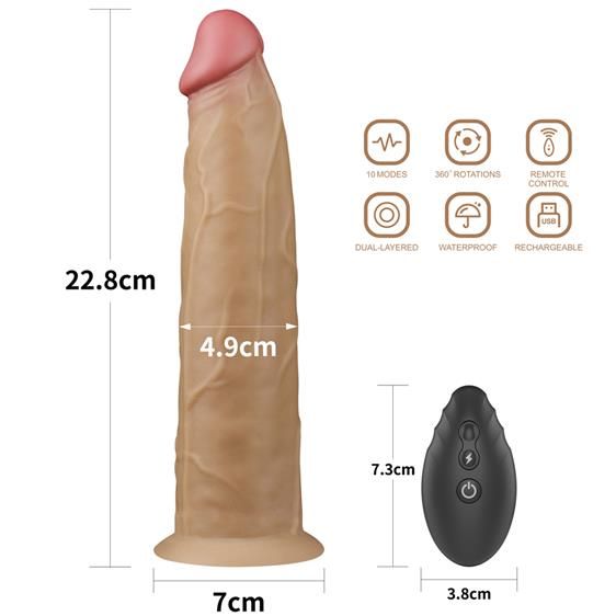Вібратор - Dual-Layered Silicone Rotator 9" Flesh | Зображення 2
