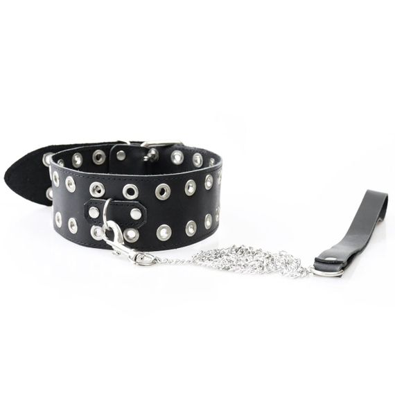 Нашийник Art of Sex - Tessa з повідцем з натуральної шкіри, колір чорний | Зображення 4