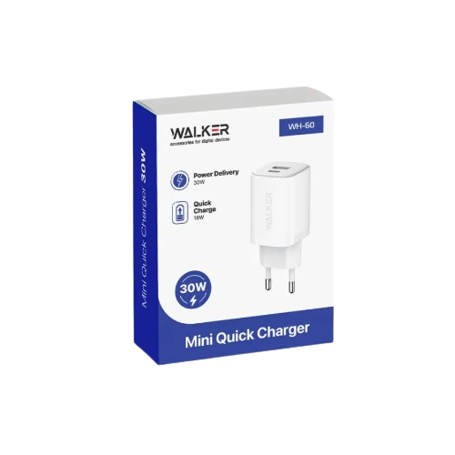 Зарядний пристрій мережевий USB/Type-C 3,0A QC+PD 30W чорний Max WALKER WH-60 | Зображення 1
