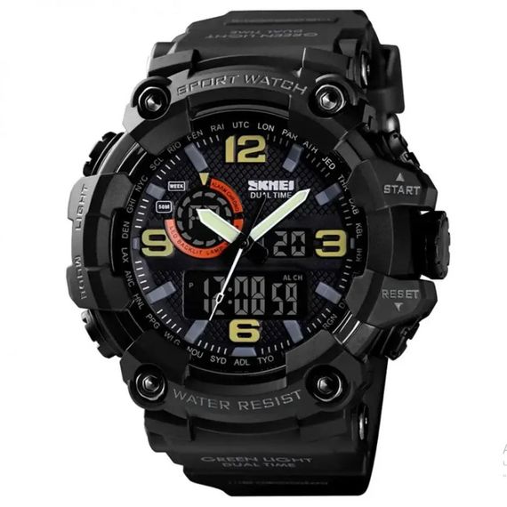 Годинник наручний чоловічий SKMEI 1520BK BLACK, армійський годинник протиударний. Колір: чорний | Зображення 2